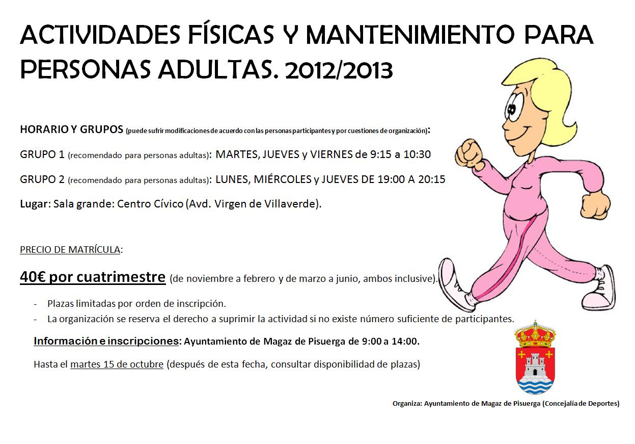 ACTIVIDADES FÍSICAS Y MANTENIMIENTO PARA PERSONAS ADULTAS. 2012/2013