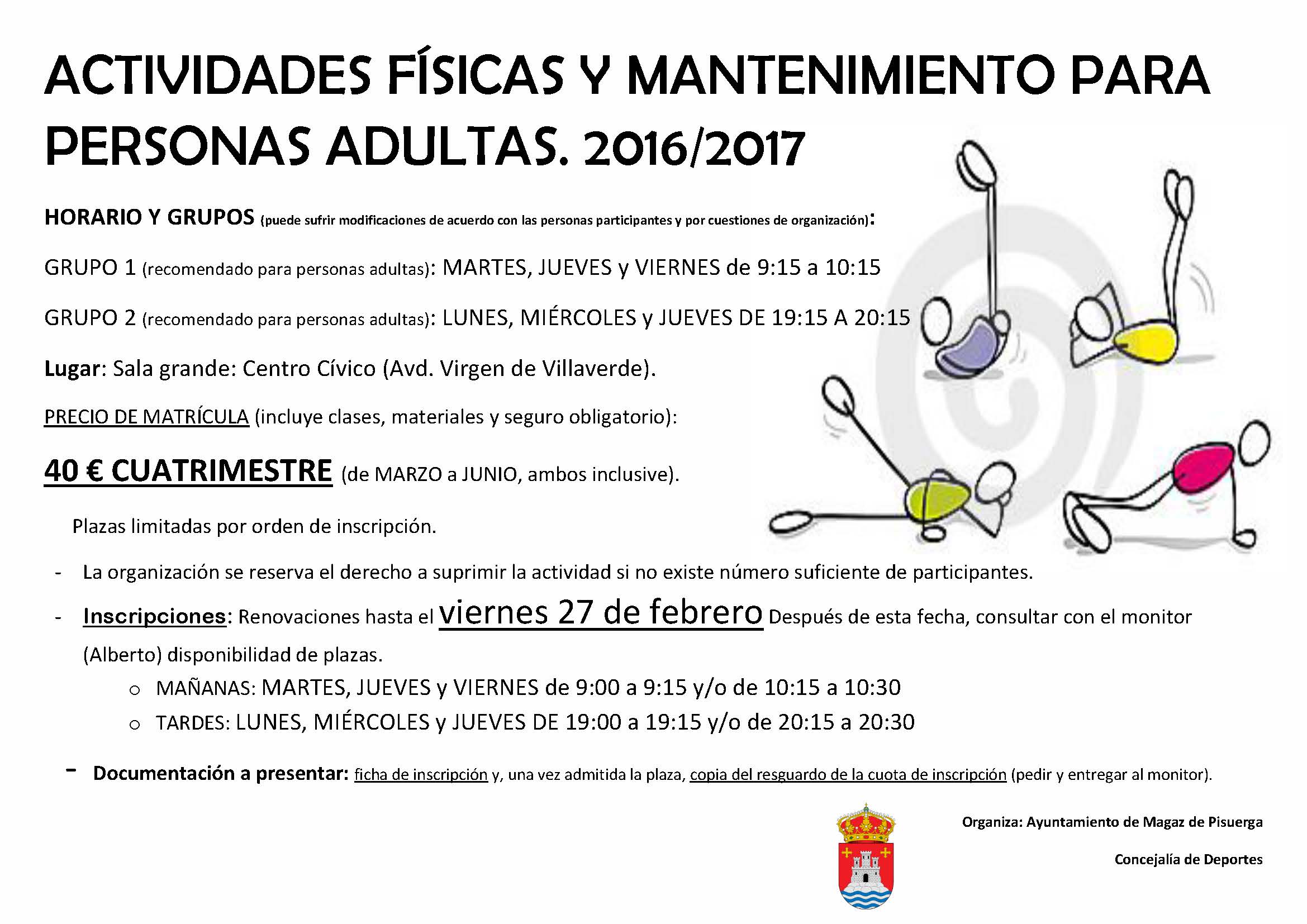 Actividades físicas y mantenimiento para personas adultas 2016/2017
