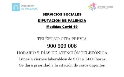 Servicios Sociales de la Diputación de Palencia – Medidas Covid 19