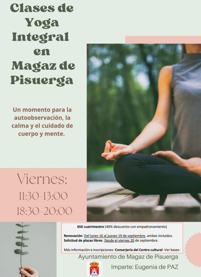 Clases de yoga integral en Magaz de Pisuerga